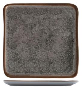 Piatto quadrato Velvet in stoneware marrone grigio cm 21