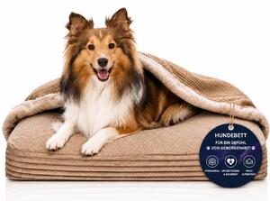 Cuccia ortopedica per cani a forma di grotta, delicata sulle articolazioni, colore beige, dimensioni 90x70 cm