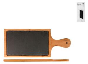 Tagliere rettangolare 1 manico in ardesia e bamboo cm 40x17