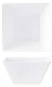 Set 4 insalatiere quadre alte 100% in melamina bianca cm 21