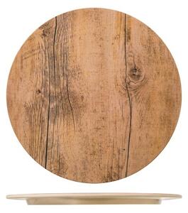 Set 6 piatti tondi Decoro Legno in melamina cm 28