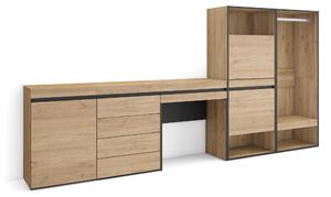 Armadio per scarpe, dimensioni 297x145x35 cm, finitura noce/nero, materiale: melaminico, 5 scomparti