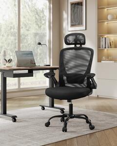 Sedia da ufficio ergonomica SONGMICS, sedia da scrivania, sedia girevole con rete, supporto lombare imbottito, funzione dondolo, superficie di seduta di 53 cm