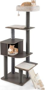 GOPLUS tiragraffi grande, albero per gatti da 171 cm con grandi piattaforme, letto per gatti, tiragraffi, palla, tappetini morbidi rimovibili e cavità, grigio
