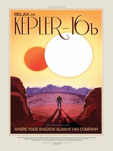 Stampa artistica Relax on Kepler 16b Retro Intergalactic Space Travel Nasa, (30 x 40 cm)