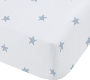 Lenzuolo con angoli per bambini bianco e blu in cotone per culla 70x140 cm Mini Star & Stripes – Bianca