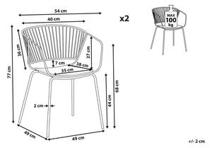 Set di 2 sedie da pranzo design in filo di metallo Nero con imbottitura in ecopelle con stile industriale glam Beliani