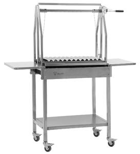 BBQ-Toro griglia per asado in acciaio inox, 119 x 45 x 135 cm, griglia a carbone argentina con ripiani laterali