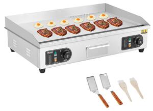 VEVOR Griglia elettrica commerciale, 4400 W, griglia semi-piatta per piano di lavoro, temperatura regolabile da 50-300 °C, 72 x 39 x 1 cm, piastra in acciaio inox con 2 lame e 2 spazzole