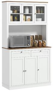 HOMCOM Credenza da cucina, con 6 ante, 2 cassetti, piano di lavoro e ripiani regolabili, 100x40x180cm, Bianco | Aosom Italy