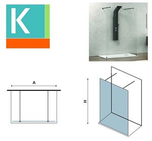 Walk-in doccia 160cm con staffe nere vetro trasparente KW3000N - KAMALU