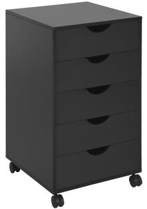 HOMCOM Cassettiera Ufficio con Ruote e 5 Cassetti Archivio Mobile, per Studio Salotto 40x40x67 cm Nero | Aosom Italy