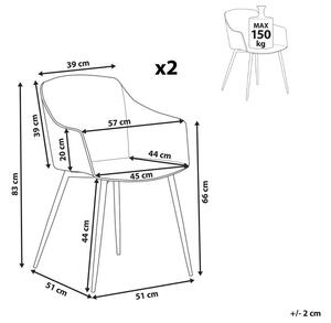 Set di 2 sedie da pranzo in plastica nera design minimalista braccioli soggiorno cucina mobili Beliani