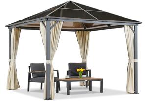 Gazebo da giardino Milos 3x3m con tende crema Garden Point