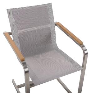 Set di 2 sedie da giardino beige con sedile sintetico struttura in acciaio inox stile cantilever Beliani