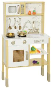AIYAPLAY Cucina Giocattolo in Legno con Suono e Accessori, in Acciaio Inox, Oro | Aosom Italy