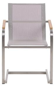 Set di 4 sedie da giardino beige con sedile sintetico struttura in acciaio inox stile cantilever Beliani