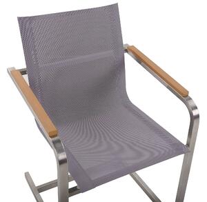 Set di 4 sedie da giardino grigio sedile sintetico struttura in acciaio inox stile cantilever Beliani