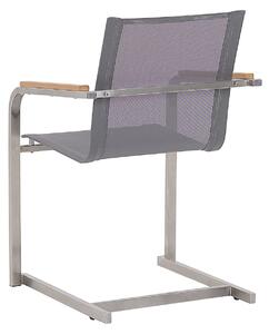 Set di 4 sedie da giardino grigio sedile sintetico struttura in acciaio inox stile cantilever Beliani