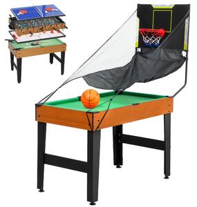 SPORTNOW tavolo multigioco 5-in-1, 53 pezzi di accessori, calcio balilla, hockey da tavolo, ping-pong, biliardo, basket, noce | Aosom Italy