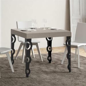 Tavolo Allungabile Quadrato cashmere Karamay 90x90xh77 cm estensibile fino a 246 cm tutto in legno di Frassino telaio antracite
