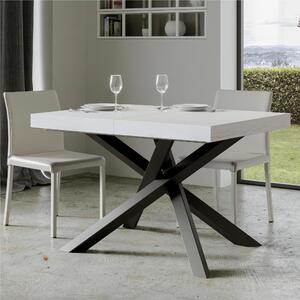 Tavolo Allungabile con 2 allunghe VOLANTIS Premium Bianco 90x120xh77 cm estensibile fino a 224 cm Allunghe da 52 cm, gambe in Ferro verniciate Antracite, piano Bianco Frassino
