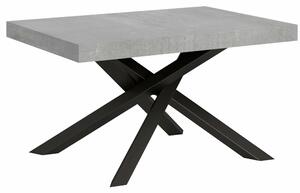 Tavolo Allungabile con 2 allunghe VOLANTIS MULTICOLOR 90x130xh77 cm estensibile fino a 224 cm Allunghe da 52 cm, gambe in Ferro verniciate Antracite piano Cemento