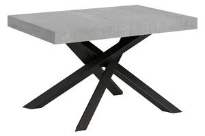 Tavolo Allungabile con 2 allunghe VOLANTIS MULTICOLOR 90x120xh77 cm estensibile fino a 224 cm Allunghe da 52 cm, gambe in Ferro verniciate Antracite piano Cemento