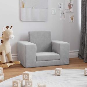 Divano per Bambini Grigio Chiaro in Morbido Peluche