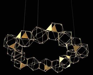 Lampadario A Sospensioni Moderno Lucciola Pro Metallo Oro Led 72W 15 Esagoni