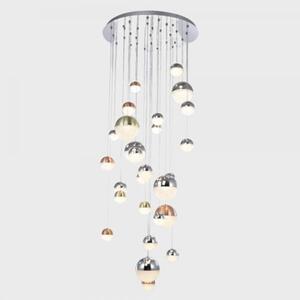 Lampadario Sospensione Moderno Atomo Metallo 27 Sfere Cromo Cristallo Led 136,8W