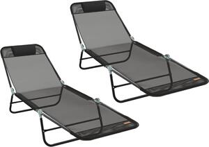 Lettino prendisole pieghevole 2 pcs Nero 182 x 55 x 85,5 cm