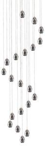 Lampadario A Sospensione Contemporaneo Golden Egg Cromo Vetro Pulegoso Led 96W