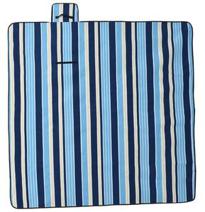 Tovaglia Picnic Pieghevole Strisce Blu e Bianco 200x200 Velluto
