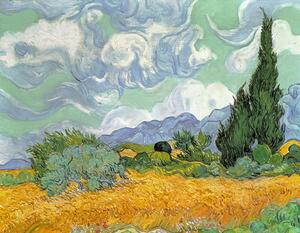 Vincent van Gogh - Stampa artistica Wheatfield with Cypresses 1889, (40 x 30 cm)