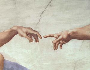 Michelangelo Buonarroti - Riproduzione Hands of God and Adam detail, (40 x 30 cm)