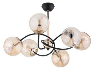 Lampadario a sospensione con supporto rigido AURORA 6xE14/10W/230V nero/oro