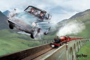 Stampa d'arte Harry Potter - Flying Ford Anglia, (40 x 26.7 cm)