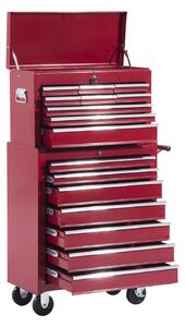 HomCom Carrello Cassettiera Porta Utensili per officina, rosso, 61.5x33x113cm