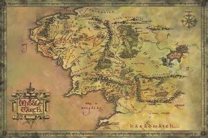 Stampa d'arte The Lord of the Rings - Middle Earth, (40 x 26.7 cm)