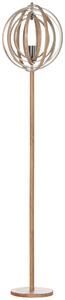 HOMCOM Lampada da Terra per Soggiorno Design, Paralume con Anelli Regolabili in Legno, Lampadine E27, Ф38 x 160 cm