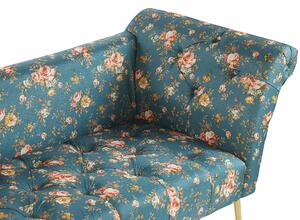 Chaise longue con rivestimento in tessuto blu sedile capitonné a doppia estremità con gambe in metallo dorato Beliani