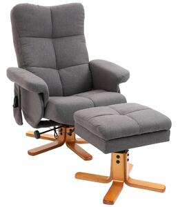 HOMCOM Poltrona Relax con Poggiapiedi, Inclinazione a 145°, in Poliestere, 80x86x99 cm, Grigia