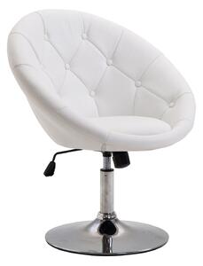 HOMCOM Sgabello da lavoro, sgabello girevole, sedia da ufficio, cromato, regolabile in altezza, PU + acciaio, nero/bianco, 56x71x78,5-90,5 cm (bianco)