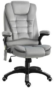 Vinsetto Sedia da Ufficio con Funzione Massaggiante e Altezza Regolabile, in PU, 67x67x116-126 cm, Grigio
