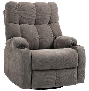 Poltrona Relax Reclinabile HOMCOM - Tessuto Effetto Lino, Poggiapiedi, 4 Ruote, Grigio, Per Salotto - Foto 11