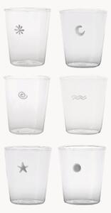 Set di 6 bicchieri in vetro fatto a mano Symbols