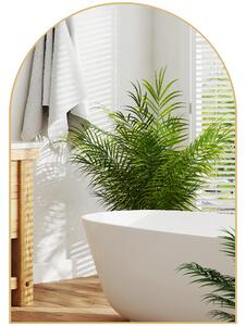 HOMCOM Specchio da parete arrotondato specchio da bagno con cornice in lega di alluminio per camera da letto soggiorno ingresso 50 × 70 cm oro