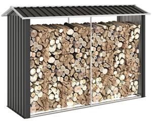Legnaia con Struttura con Base Rialzata 240x 86x160 cm in Acciaio Galvanizzato Nero