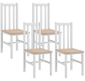 HOMCOM Set di 4 Sedie da Cucina Sedie da Pranzo, Legno Massiccio, Design Moderno, 38,5 cm x 47,5 cm x 99 cm, Naturale | Aosom Italy